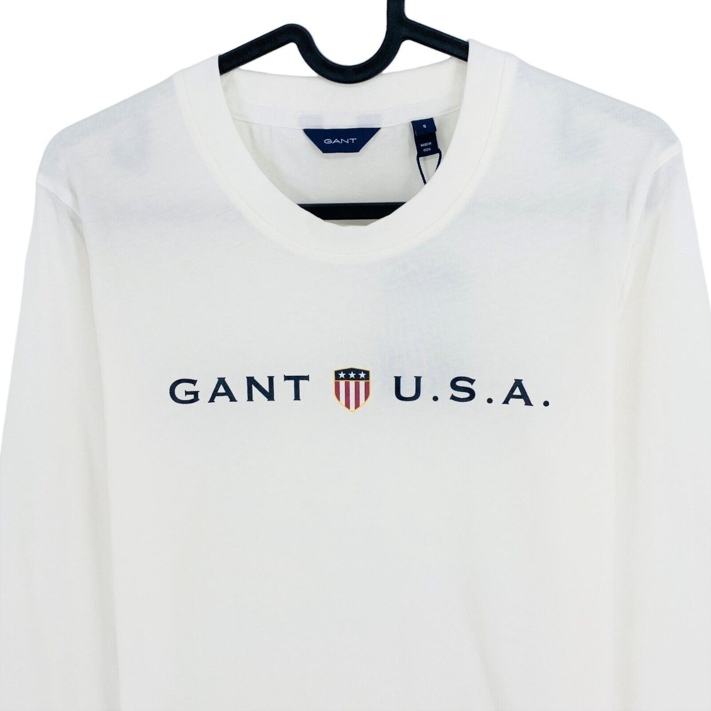 GANT T-shirt à manches longues et col rond blanc Banner Shield taille S