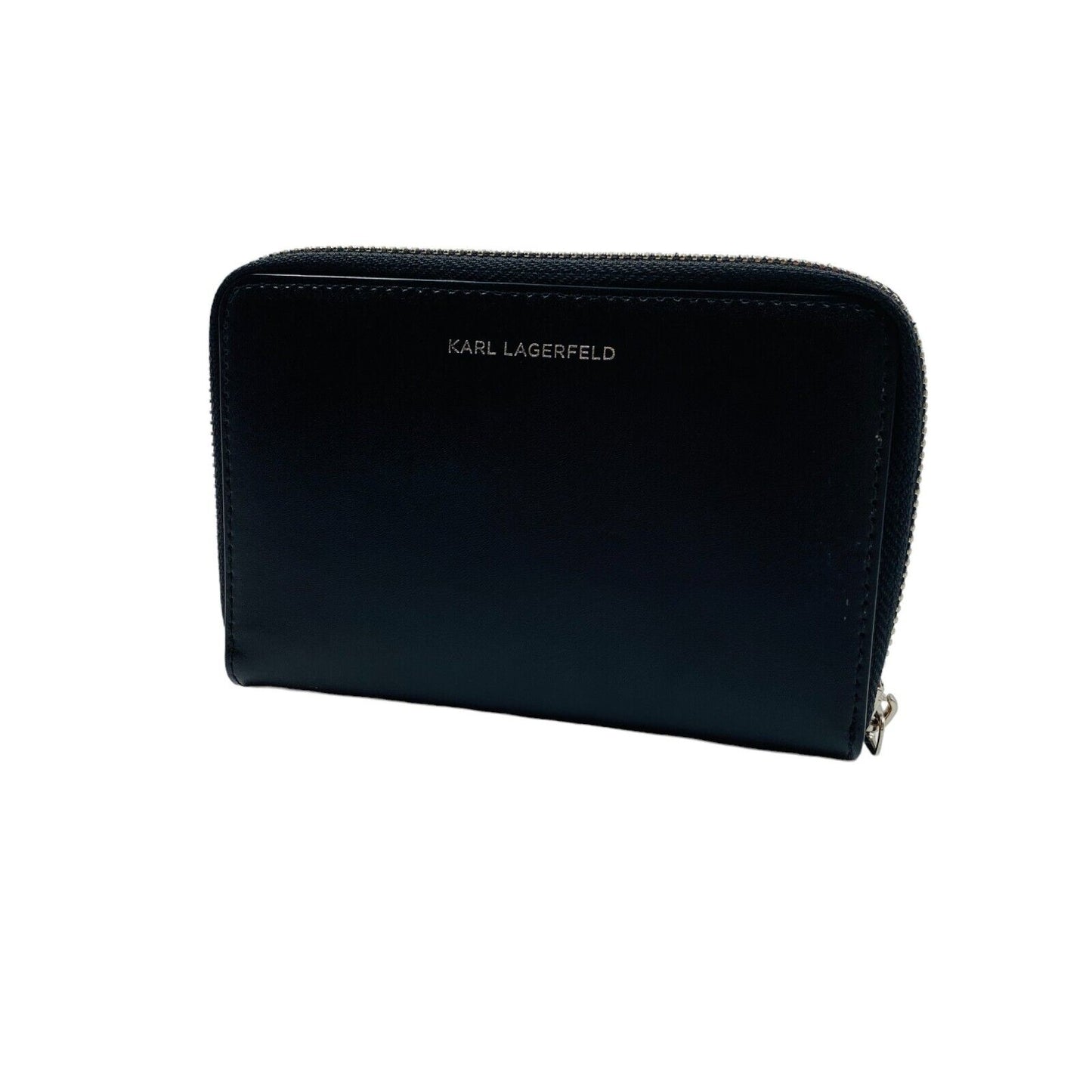 Karl Lagerfeld Black Women Zip Around Cow Leather Wallet