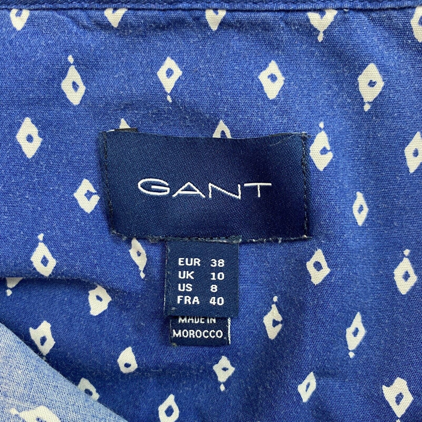 GANT Blue Argyle Shirt Size EU 38 UK 10 US 8