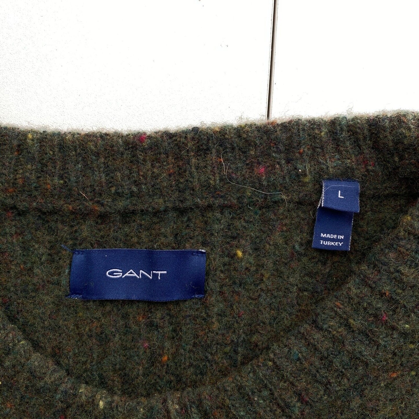 GANT Men Dark Green Wool Blend Crew Neck Sweater Jumper Size L