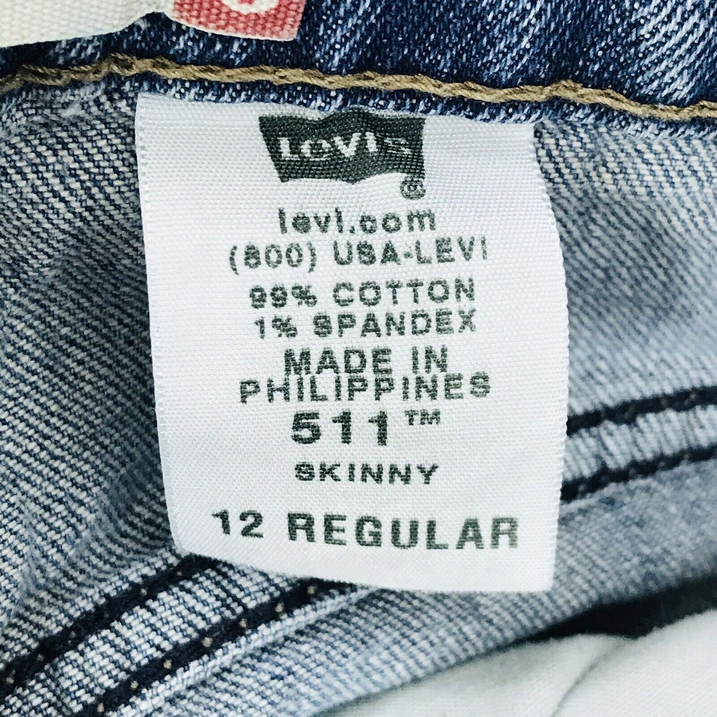 Vintage Levi's 511 Jungen Blau Skinny Fit Jeans 12 Reg / W26 L26 1/2