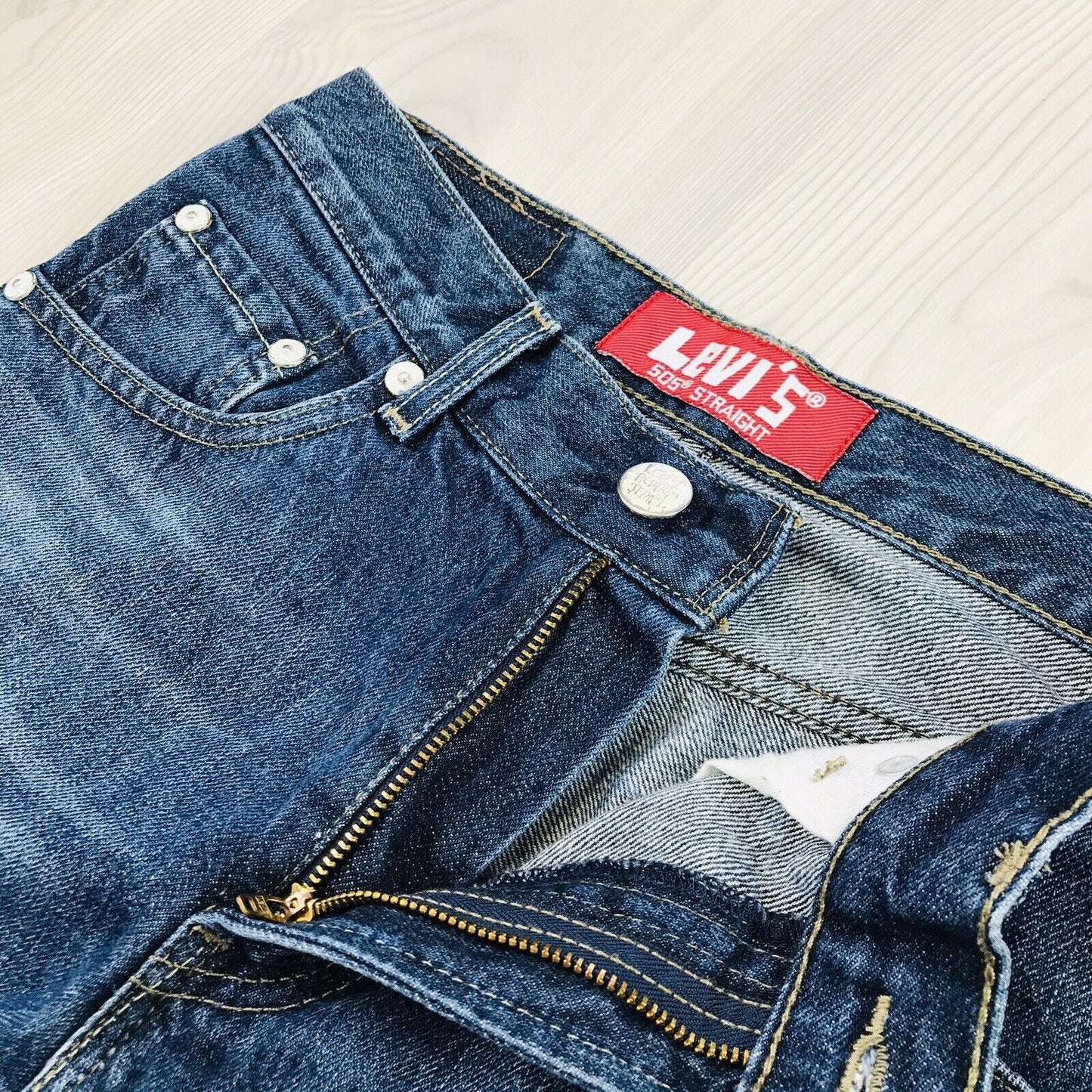 Vintage Levi's 505 Boys Blue Regular Straight Fit Jeans 14 Reg / W27 L27