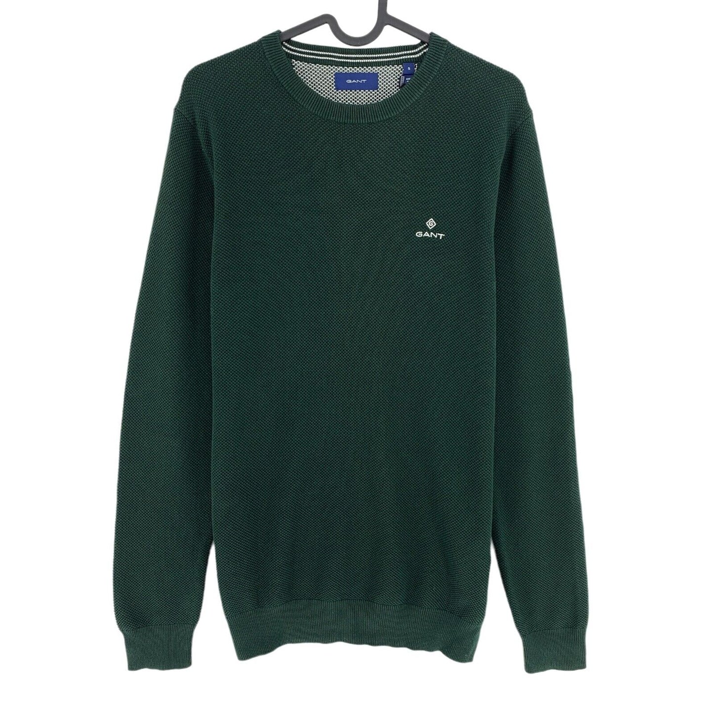 GANT Dark Green Cotton Pique Crew Neck Sweater Pullover Size S