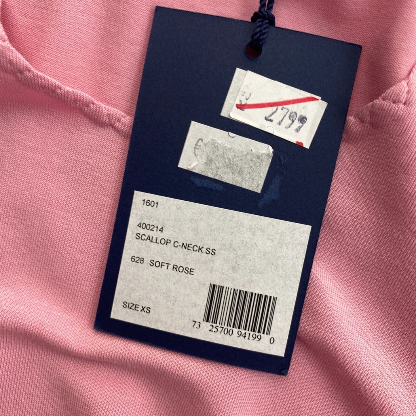 GANT T-shirt à col rond festonné rose taille XS