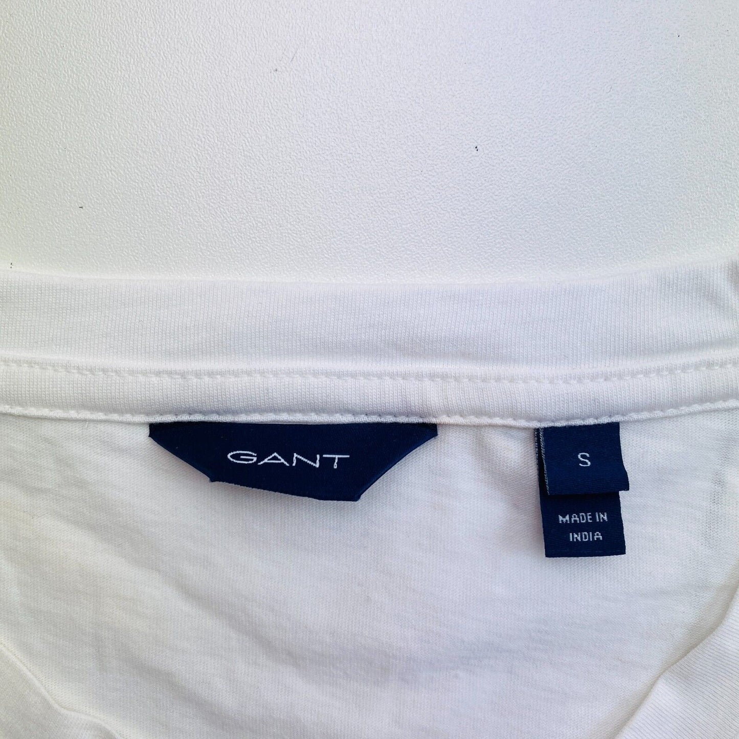 GANT Women White Solid Crew Neck Long Sleeves T Shirt Size S