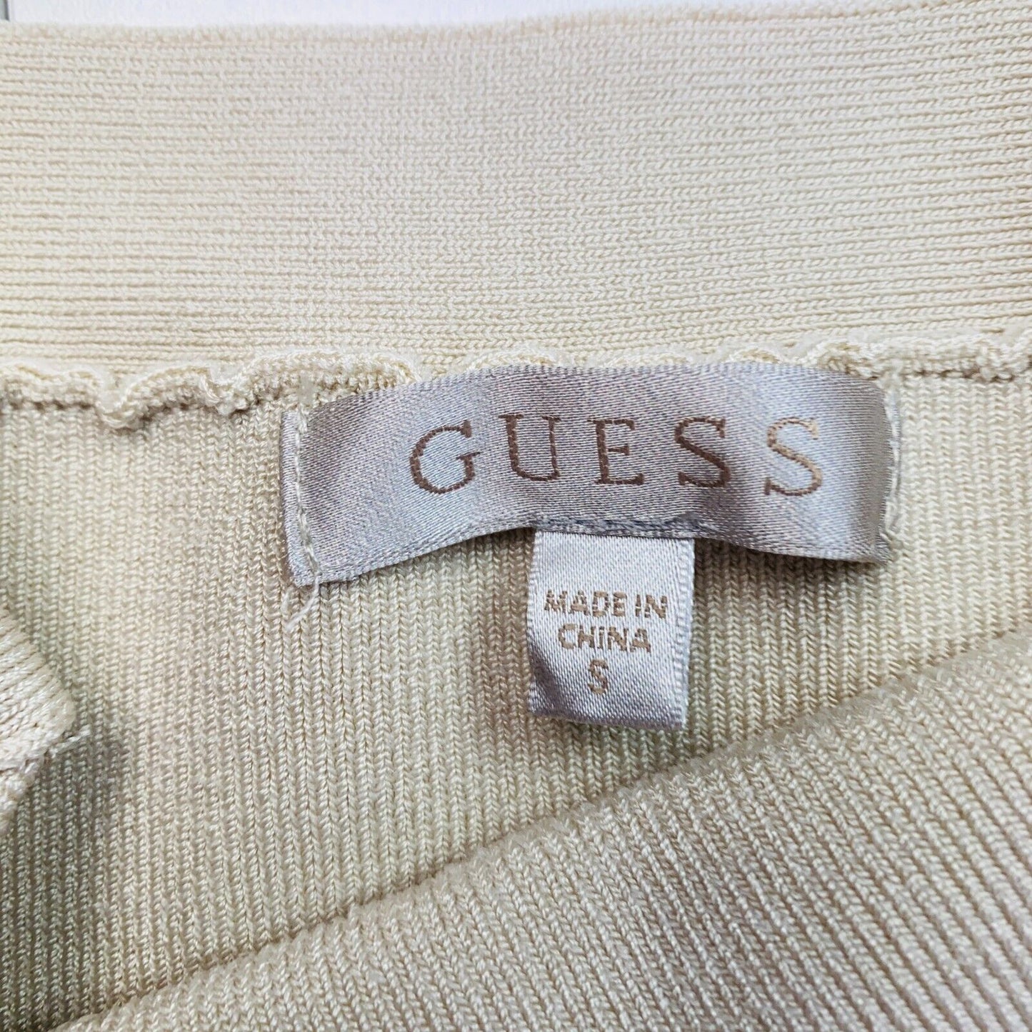 GUESS Women Beige Stretch V Neck Tank Top Size S