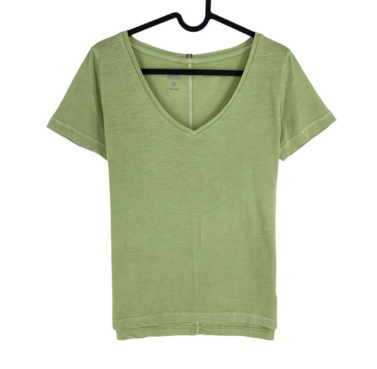 Camel Active Women Green Solid V Neck Short Sleeves T Shirt Size XS