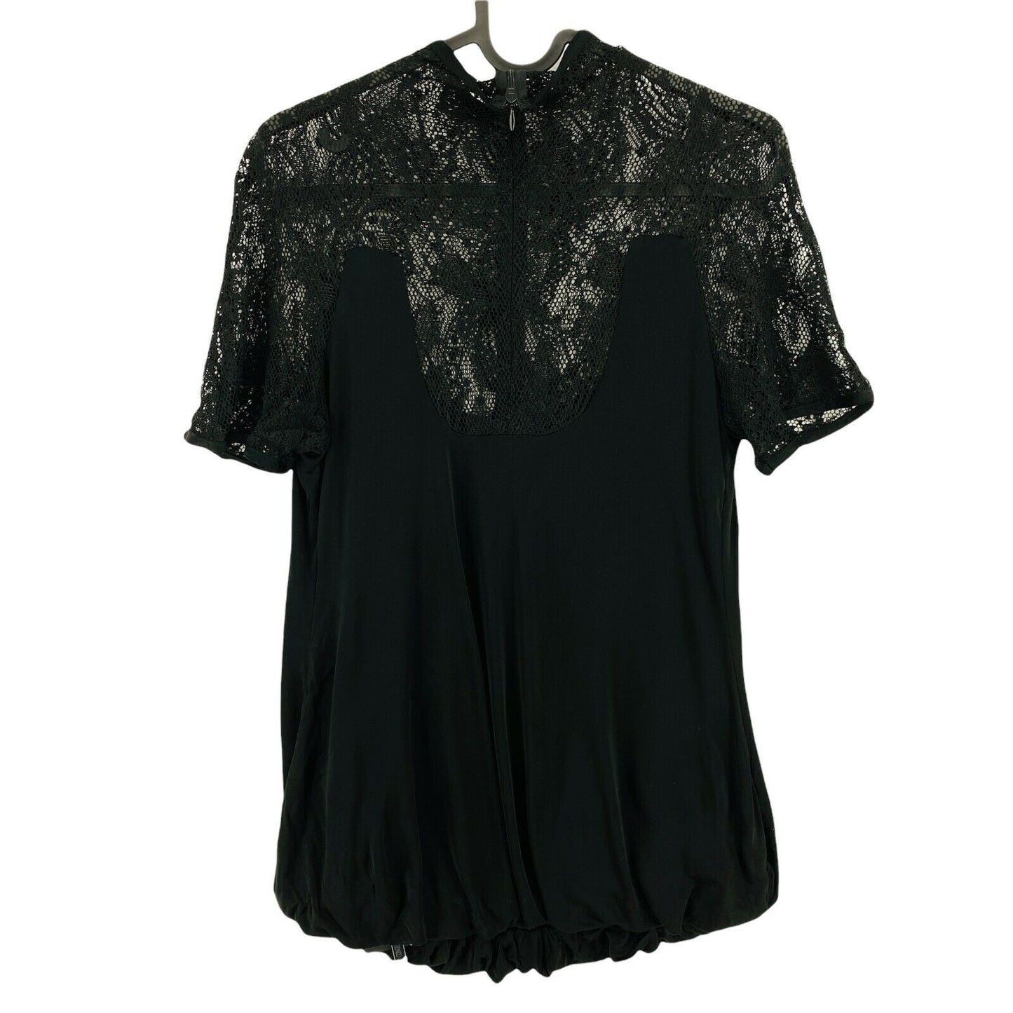 UVP €231 PIANURASTUDIO Schwarze Bluse mit Stehkragen und Spitze Größe 44 46 48 EU 40 42 44