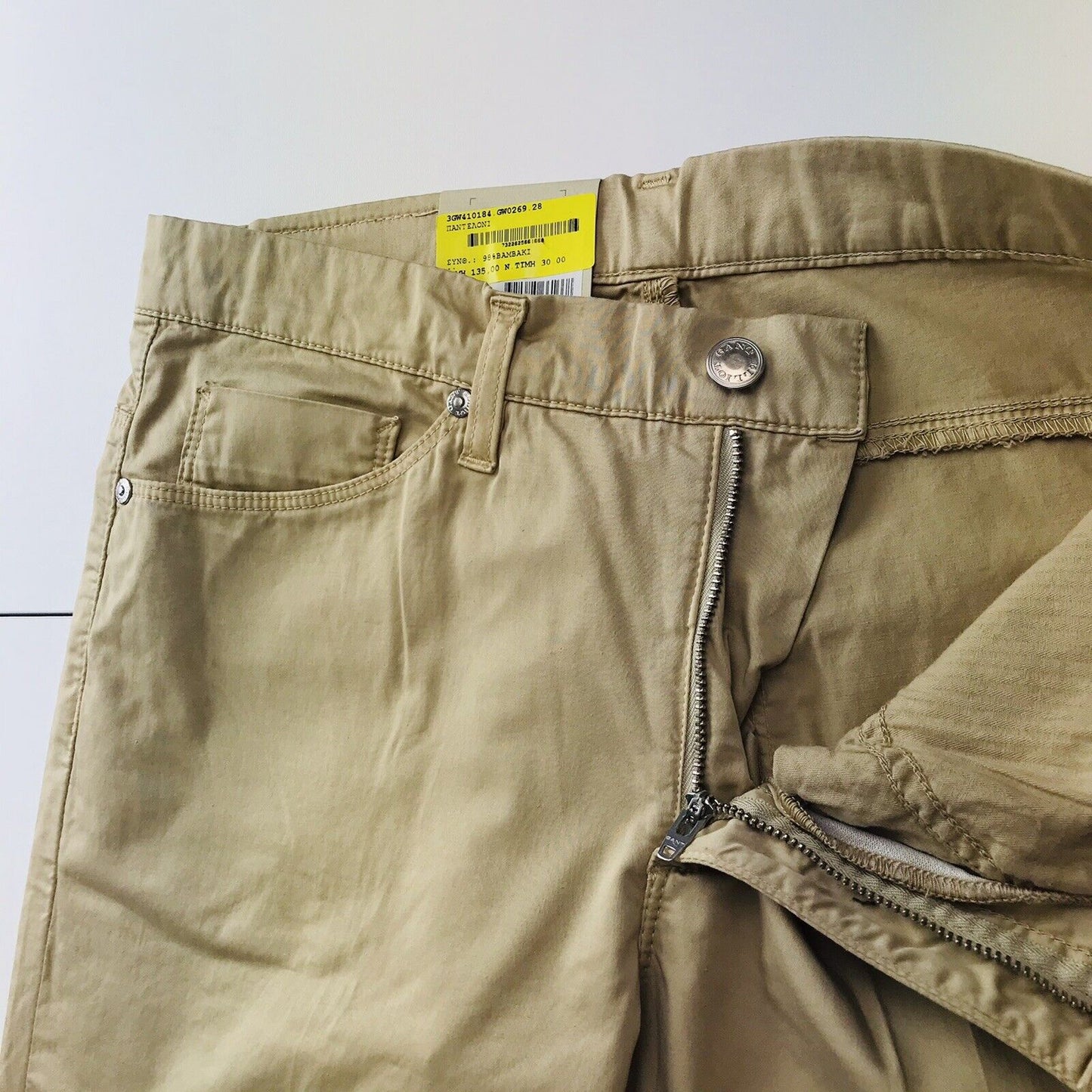 €135 GANT AMY Women Beige Normal Waist Regular Fit Narrow Leg Chino Shorts W28