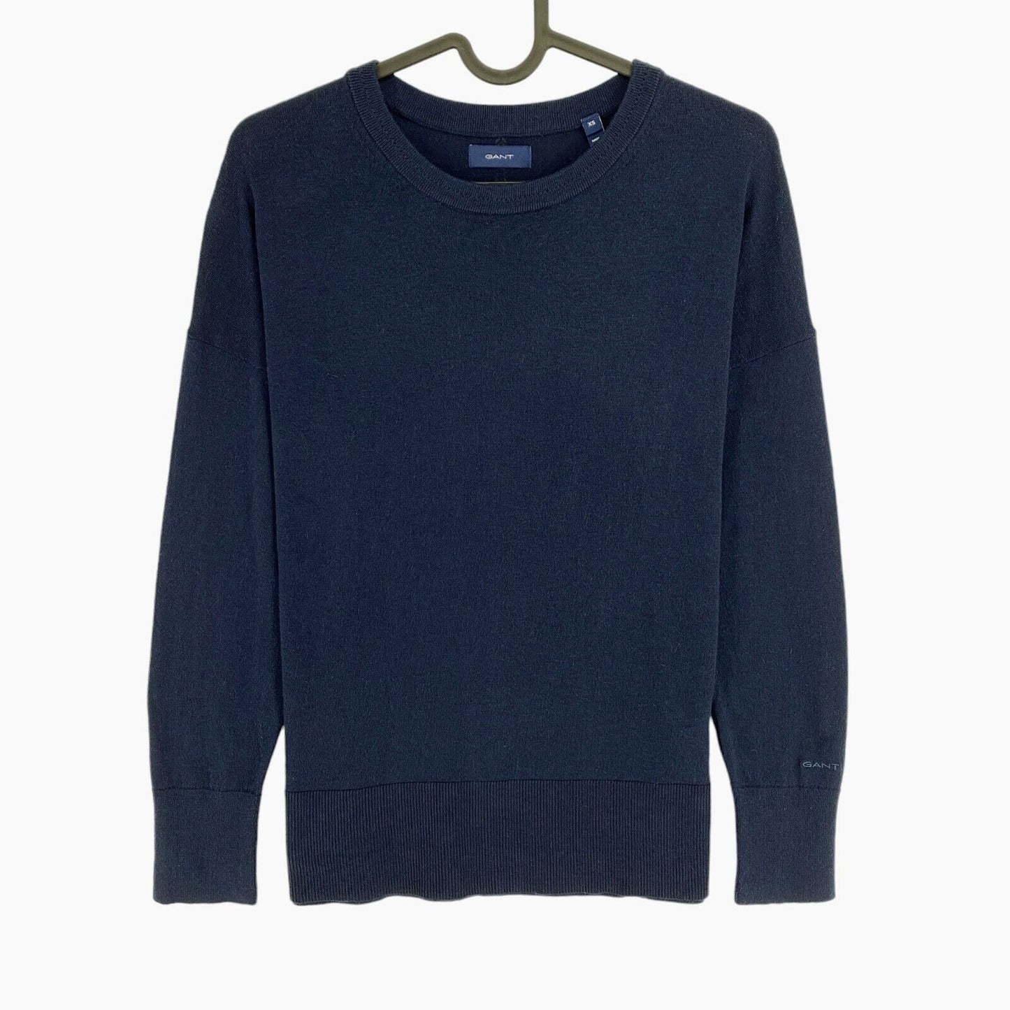 GANT Navy Blue Cotton Cashmere Crew Neck Sweater Jumper Size XS