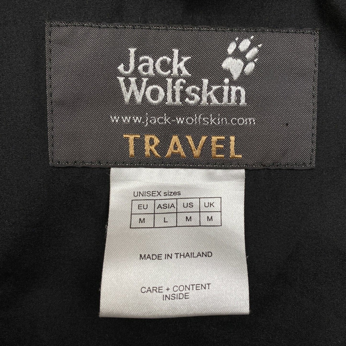 Jack Wolfskin Schwarze Kapuzenjacke aus Baumwollmischung, Größe M