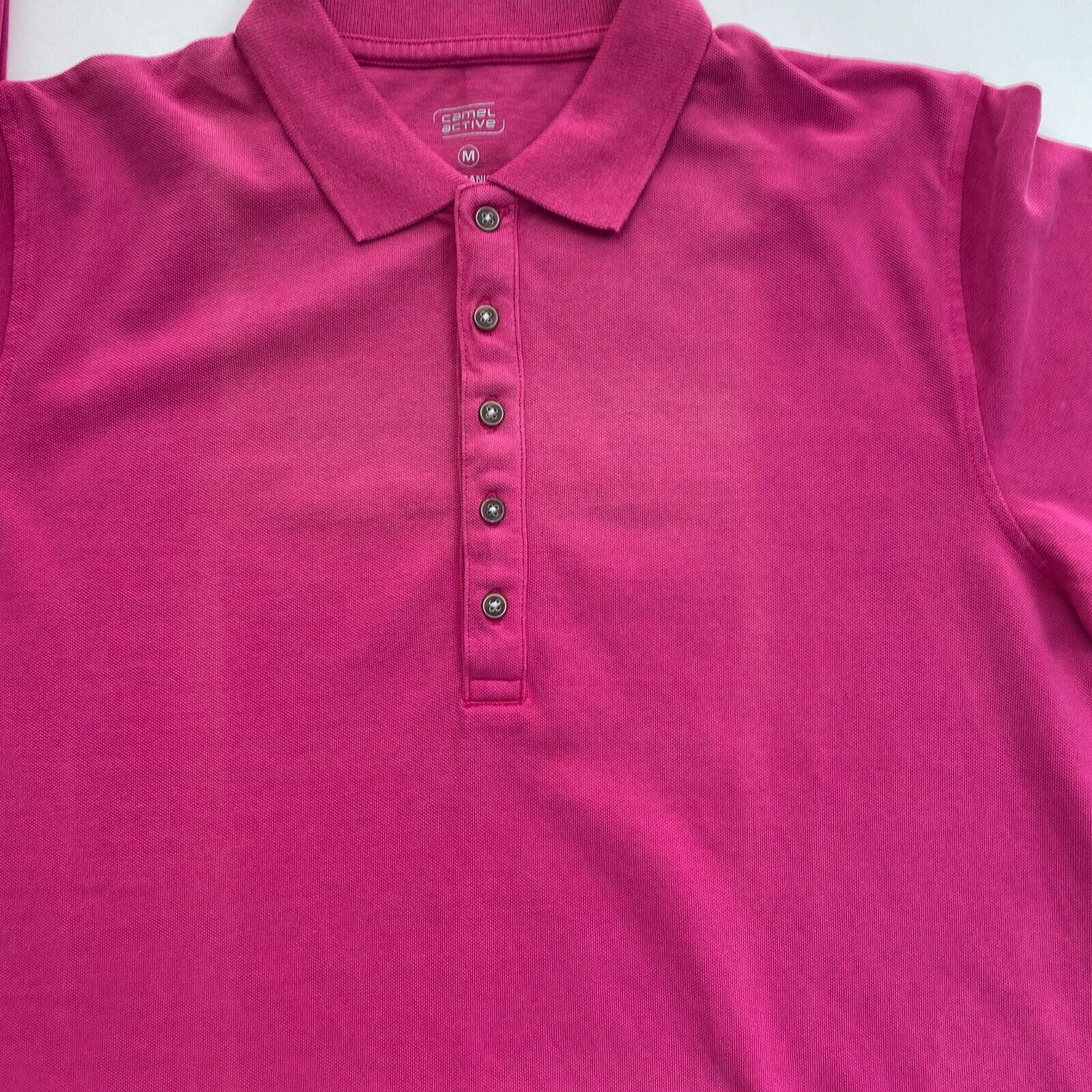 Camel Active Women Dark Pink Solid Short Sleeves Pique Polo Shirt Size M