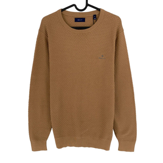 GANT Brown Signature Weave Crew Neck Sweater Pullover Size M