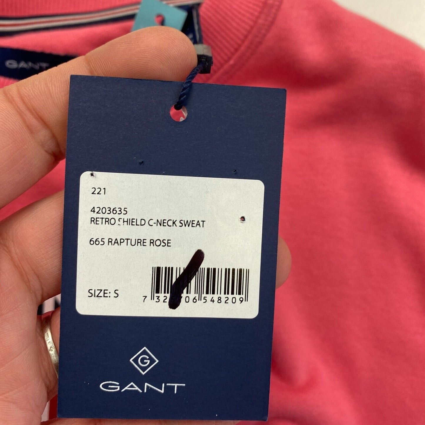 GANT Pink Retro Shield Crew Neck Sweater Pullover Size S