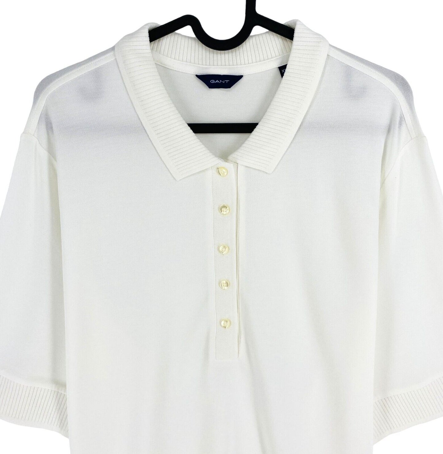 GANT Women White Reg Detail Collared Short Sleeves Polo Shirt Size 2XL XXL