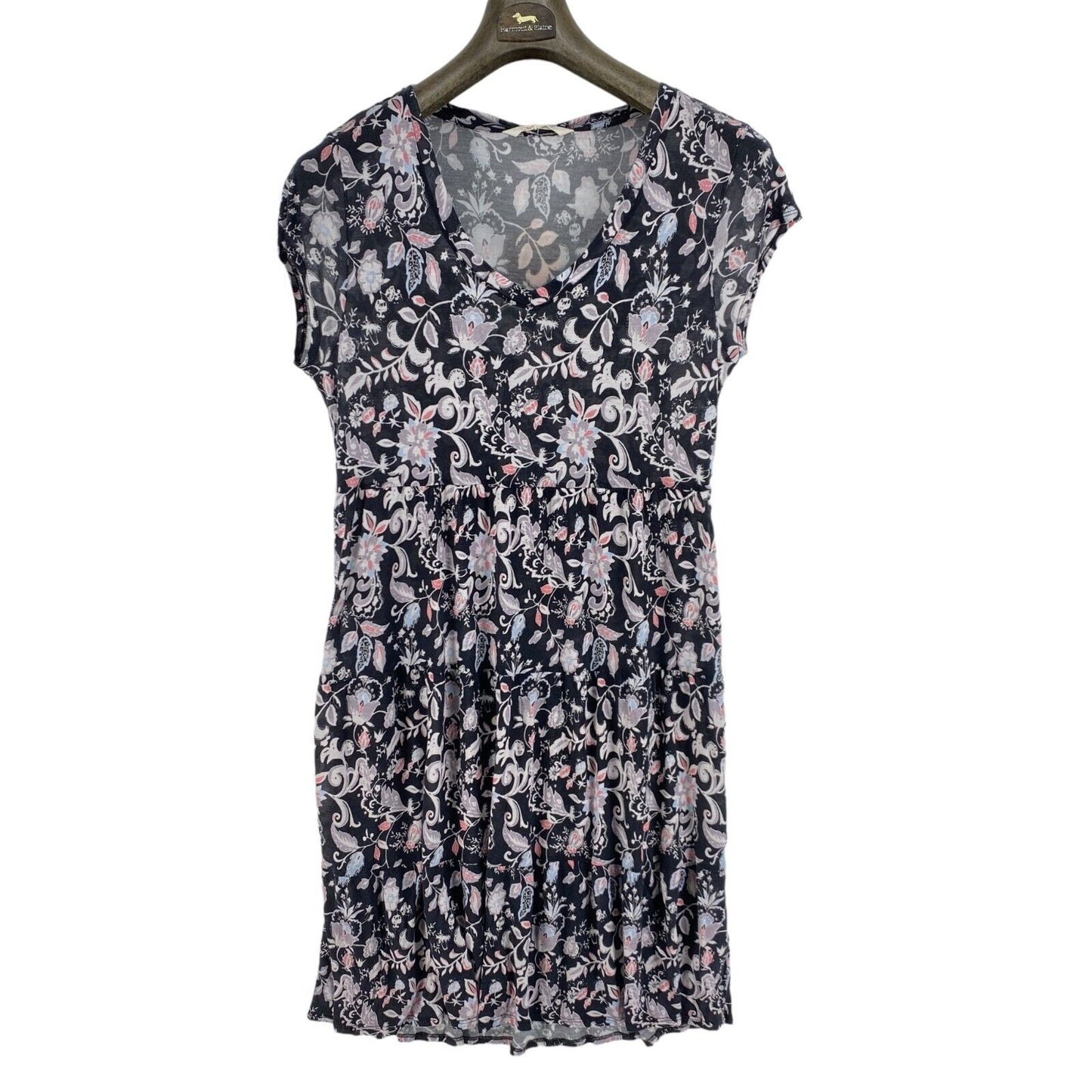 Odd Molly Black Floral Short Sleeves Dress Size 3 / L