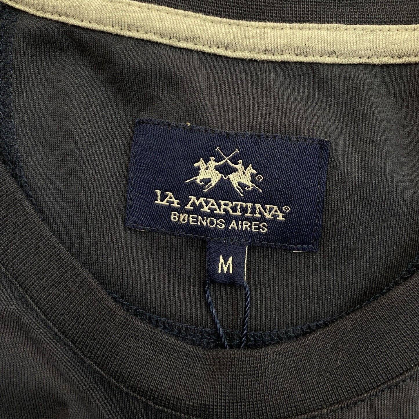 LA MARTINA Navy Blue Jersey Crew Neck T-Shirt Size M