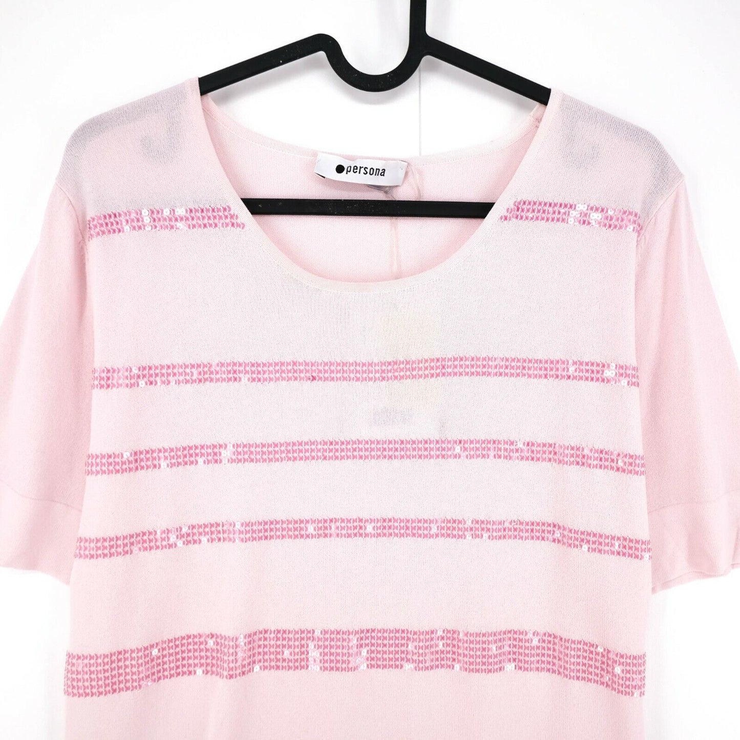 Persona Pink Boat Neck Top T Shirt Blouse Size S