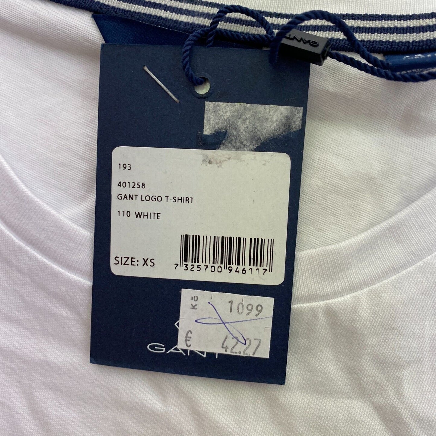 GANT White Logo Crew Neck T Shirt Size XS