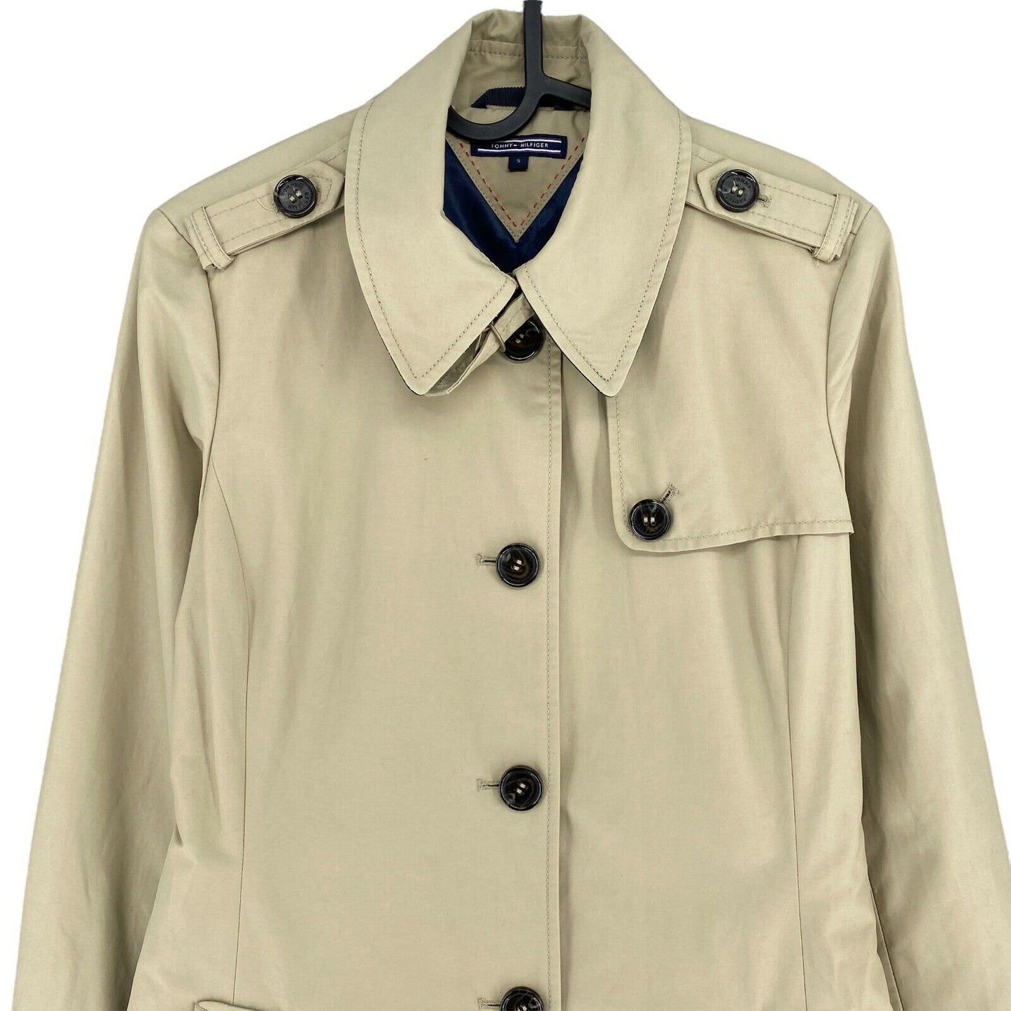 TOMMY HILFIGER Beige Cotton Blend Trench Coat Size S