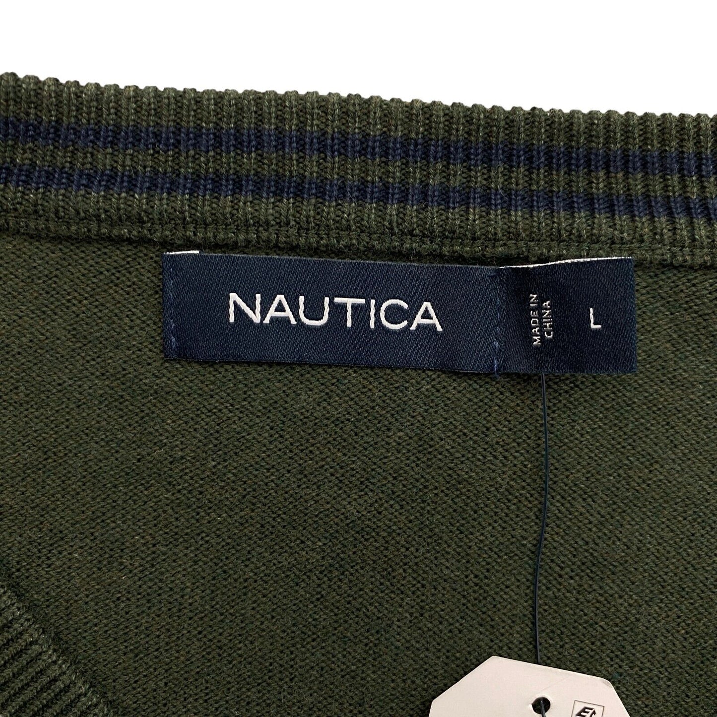 NAUTICA Dark Green V Neck Sweater Pullover Size L