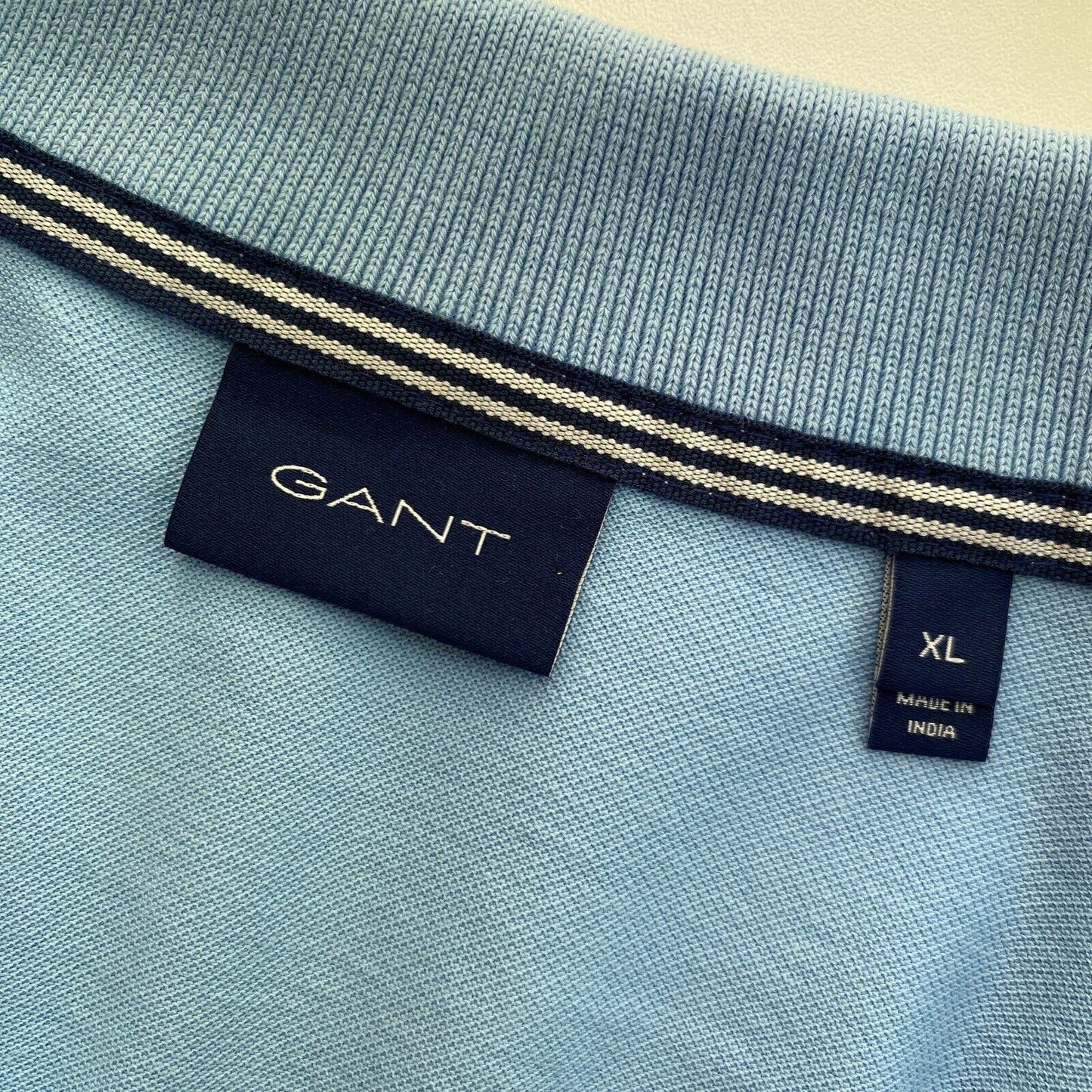 GANT Light Blue Solid Pique Rugger Polo Shirt Size XL