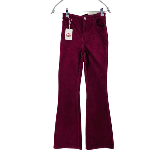 DON'T CALL ME JENNYFER Women Dark Red Flared Fit Corduroy Jeans Size W24 EUR 34