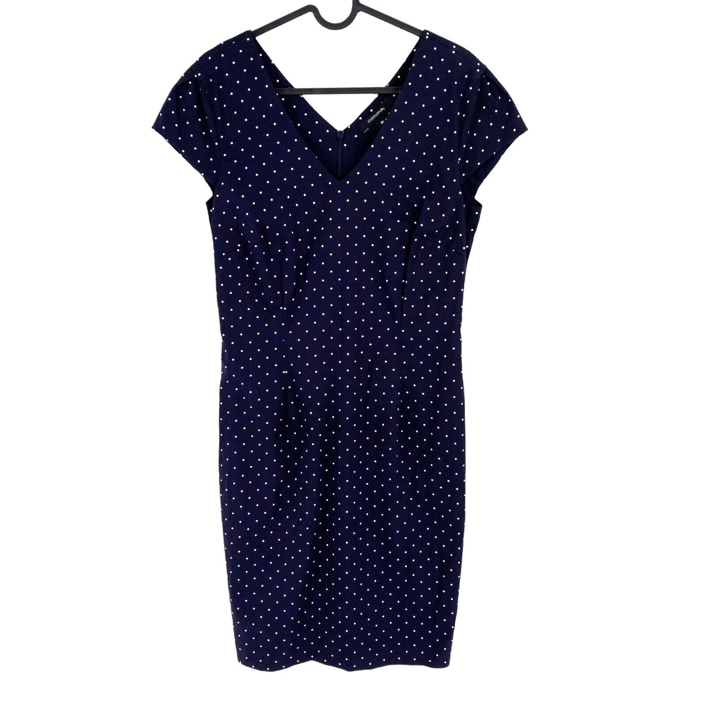 COMA, Women Navy Blue Sleeveless Polka Dot Sheath Dress Size EU 36 UK 10 US 6