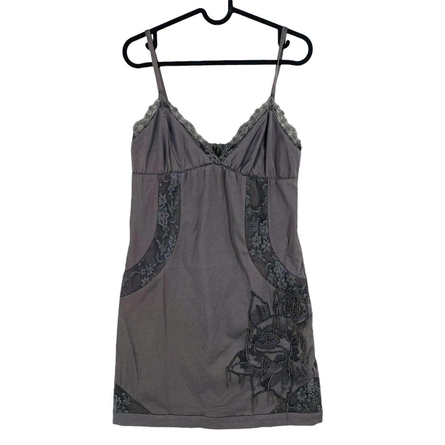 ZU ELEMENTS Dark Grey Cotton Blend Sleeveless V-Neck Tank Dress Size L