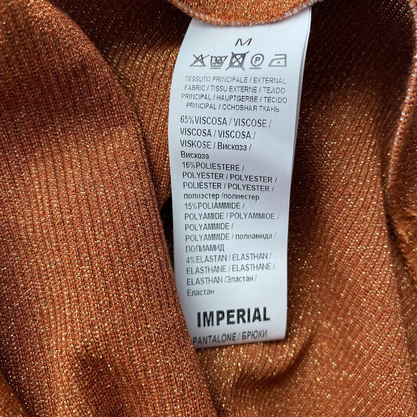 IMPERIAL Damen Hose in normaler Bootcut-Passform, Braun, Größe M W26, Made in Italy