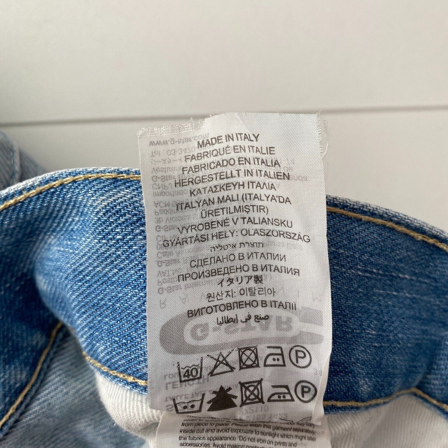 G-STAR 3301 Blaue Slim Fit Jeans Größe W36 L34 Hergestellt in Italien