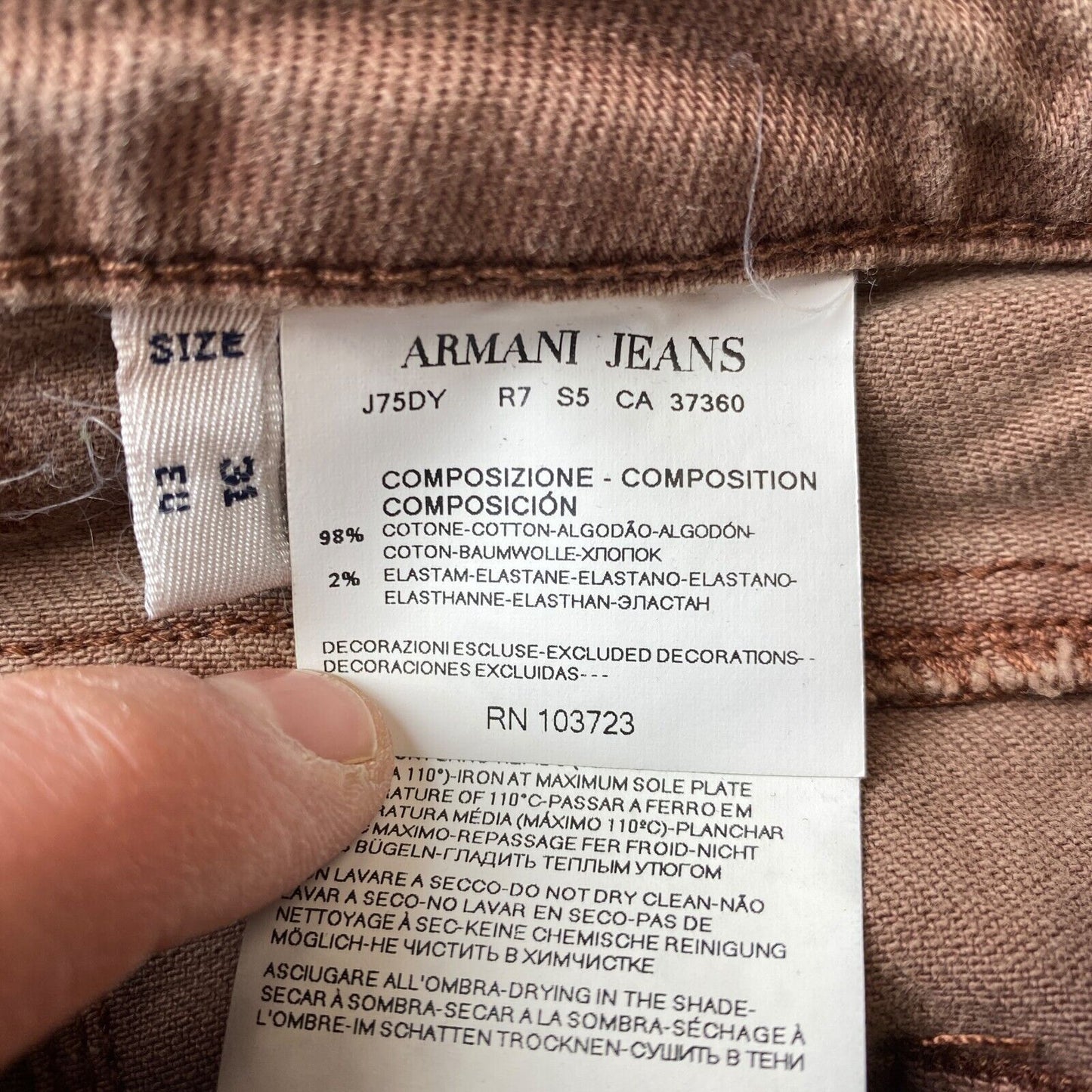 ARMANI JEANS Femme Brunâtre Rose Regular Straight Fit Jeans W31 L32