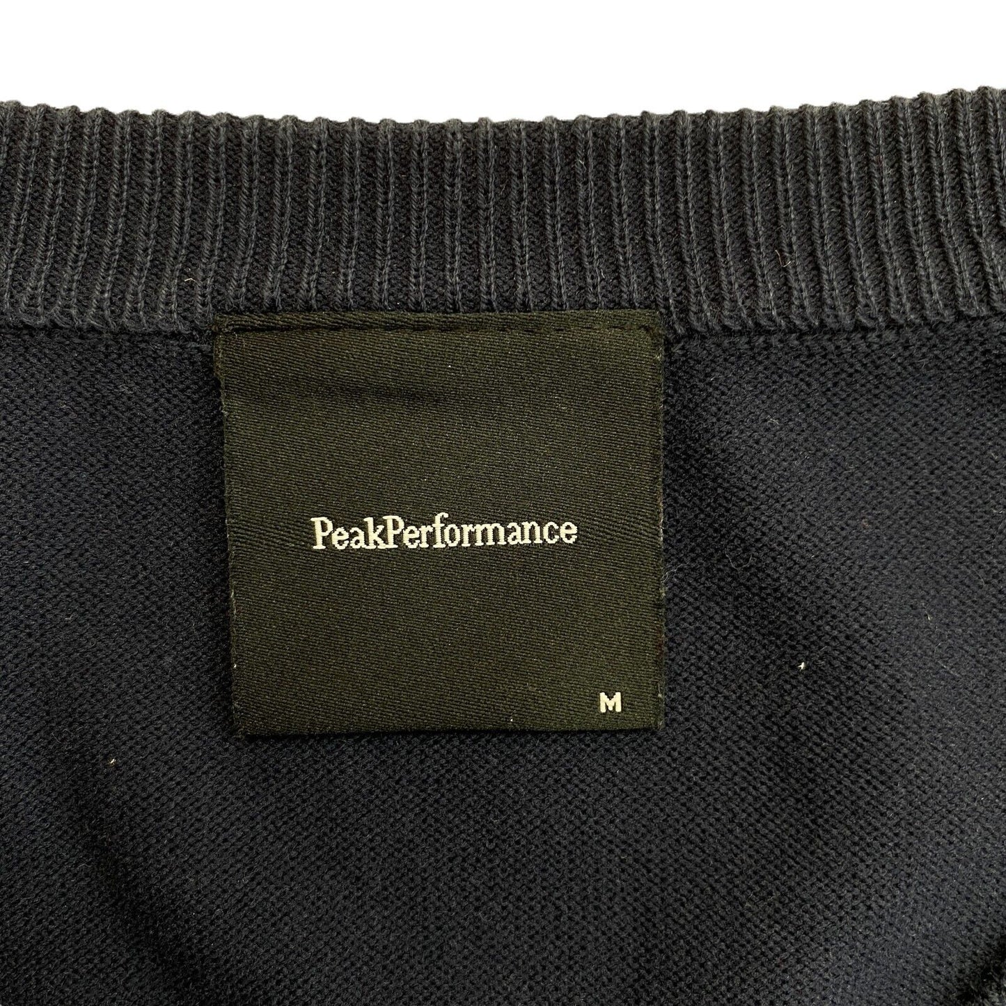 Peak Performance Navy Blue Classic V Neck Sweater Jumper Size M