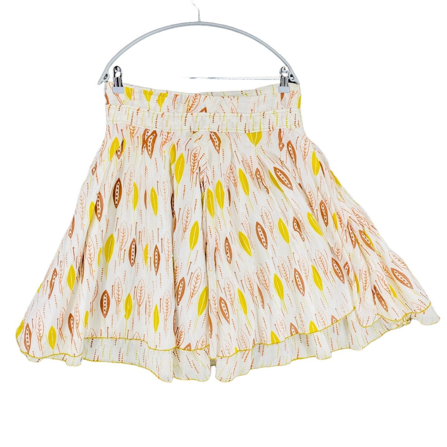 RRP €156 Komodo Floral White 100% Cotton Flare Skirt Size 2 / M 3 / L