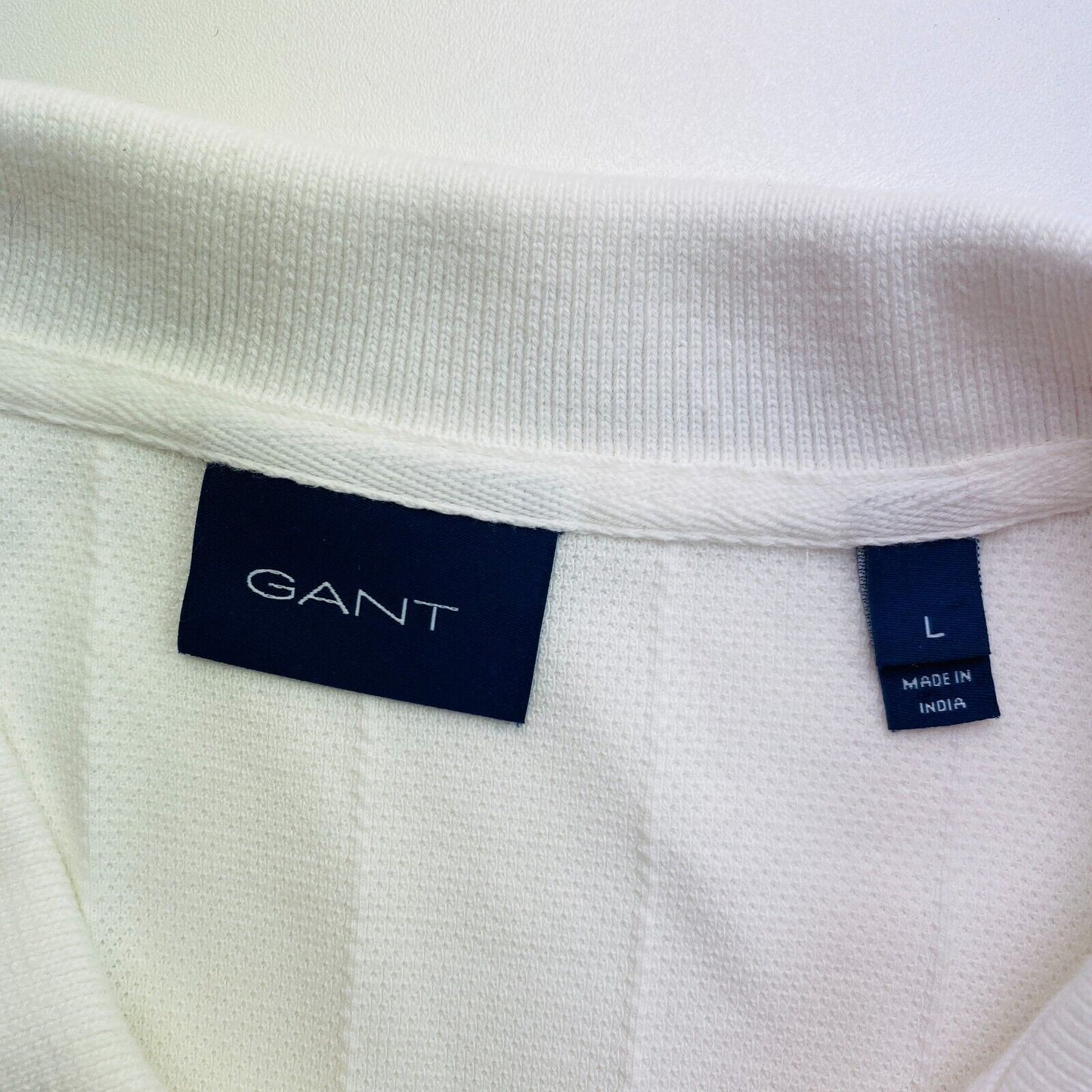 GANT White Contrast Tipping Pique Rugger Polo Shirt Size L