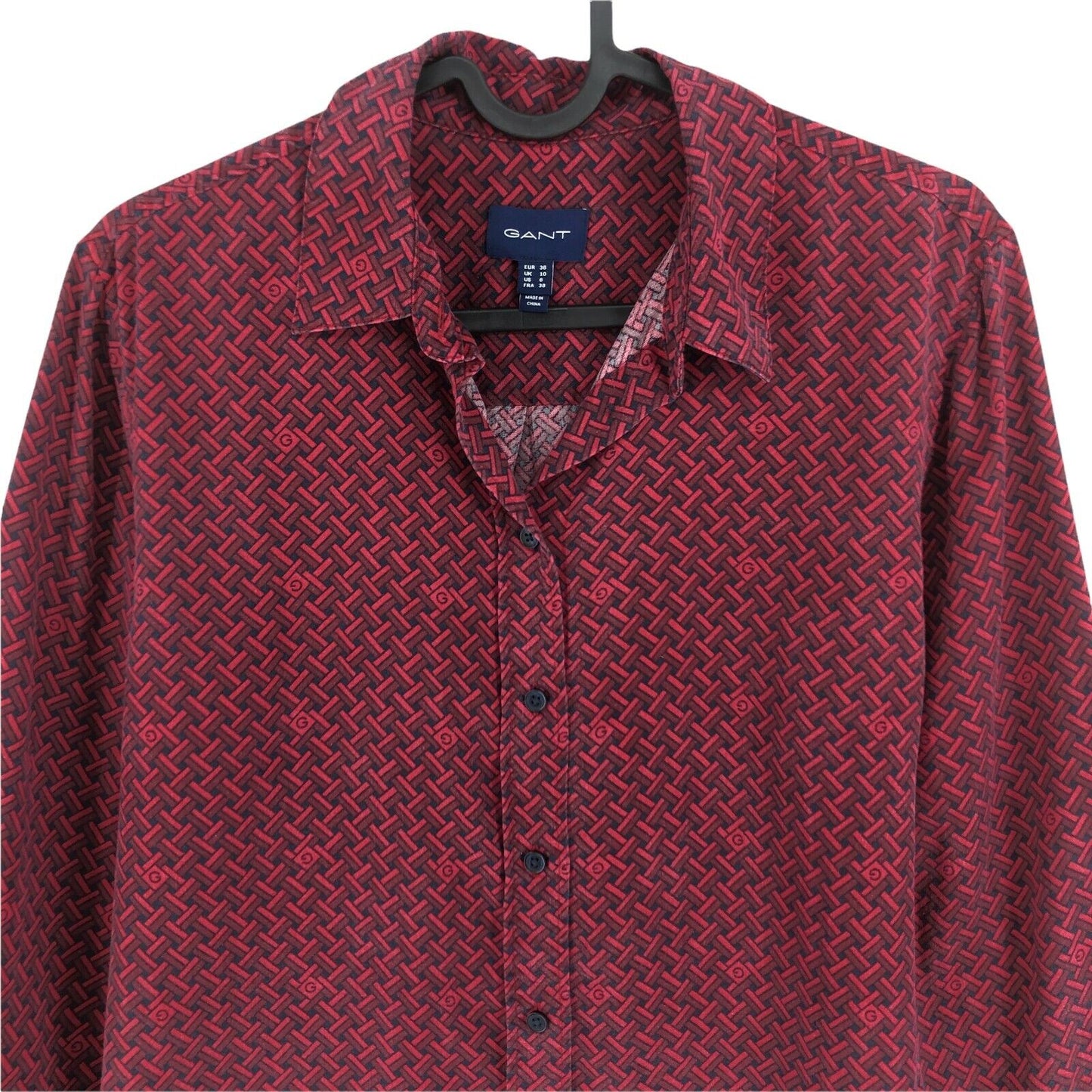 GANT Dark Red Signature Weave Shirt Size EU 34 40 UK 8 14 US 4 10