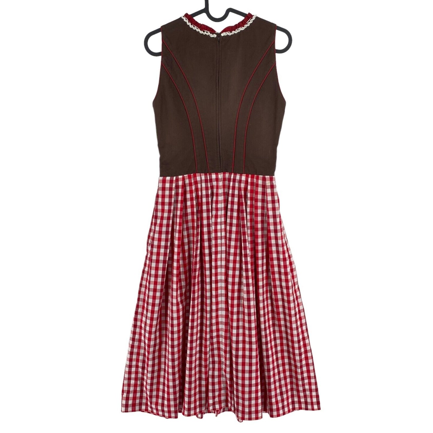 Spieth &amp; Wensky Tiroler Dirndl Oktoberfest Rot kariertes Kleid Größe EU 34 UK 6 US 4