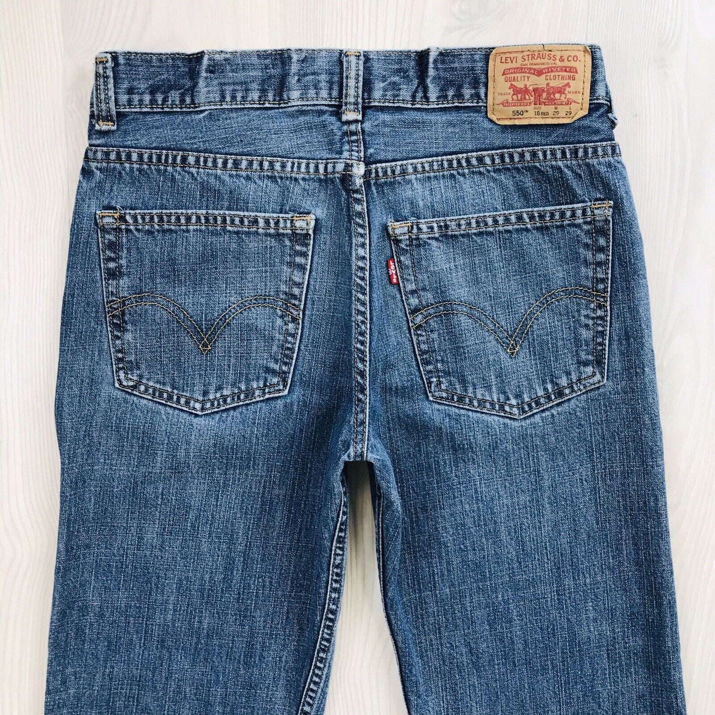 Vintage Levi's 550 Boys Blue Relaxed Straight Fit Jeans 18 Reg / W29 L29