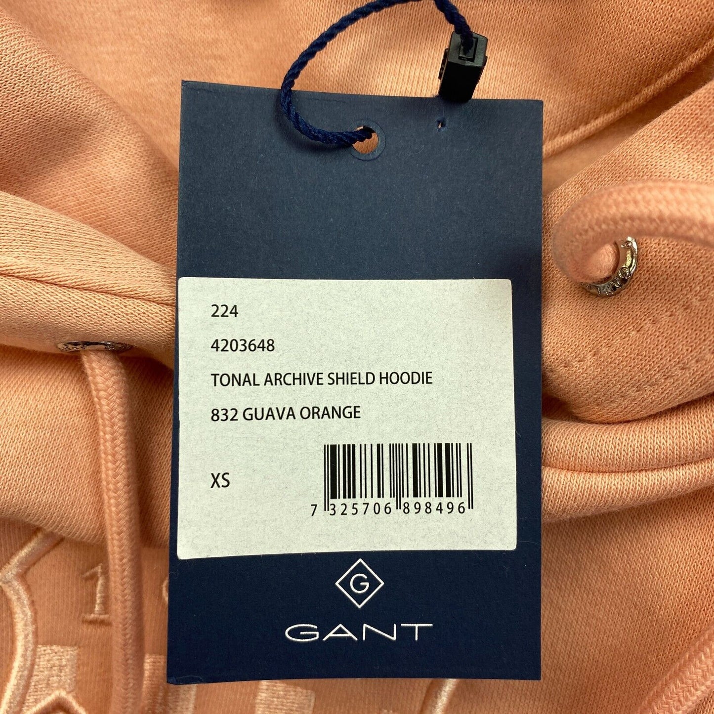 GANT Pinkish Orange Tonal Archive Shield Hoodie Sweater Pullover Size XS