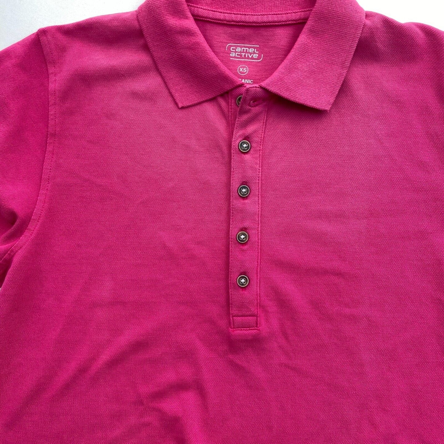 Camel Active Women Dark Pink Solid Short Sleeves Pique Polo Shirt Size XS