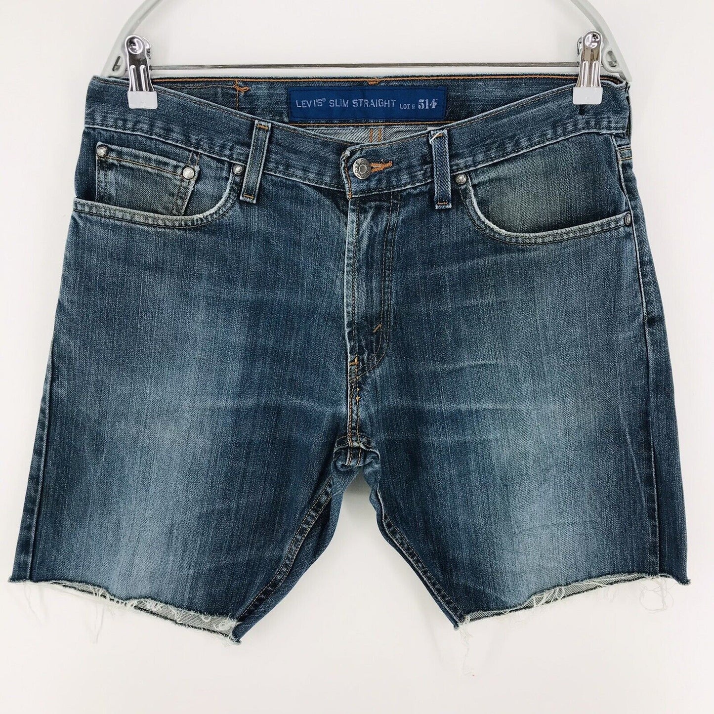 Vintage Levi's 514 Custom Made Blue Slim Straight Fit Cut-Off Shorts W34