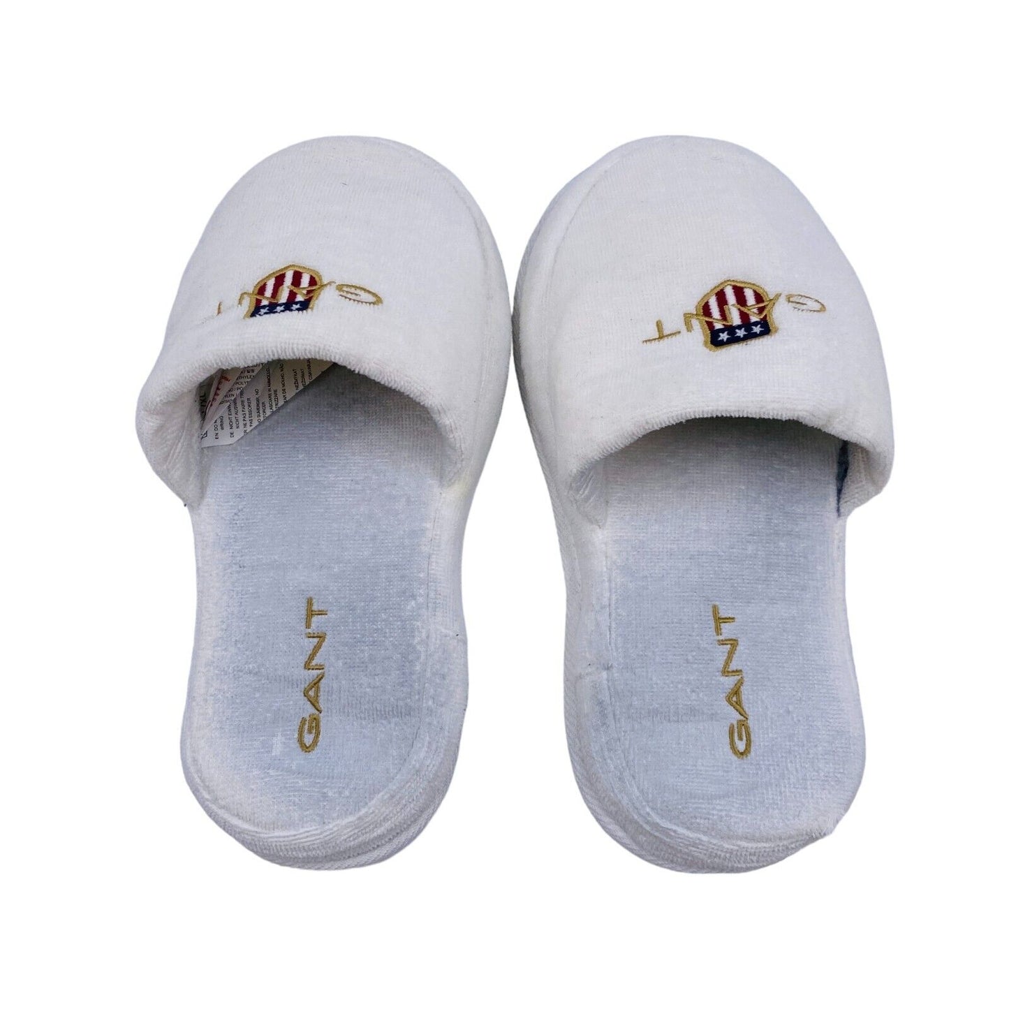 GANT White Unisex Graphic Logo Slip On Home Slippers Size L / XL