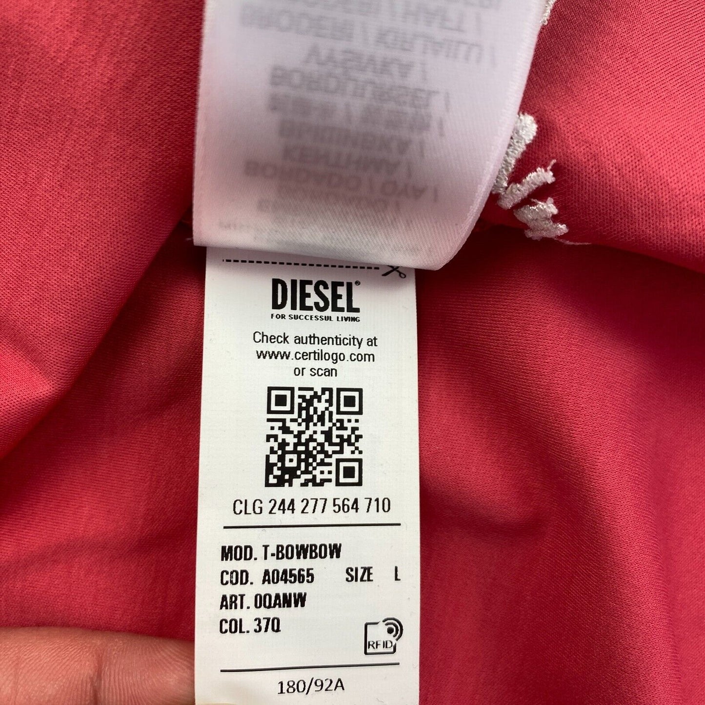 Diesel Pink BowBow Entspanntes T-Shirt mit Rundhalsausschnitt, Größe L