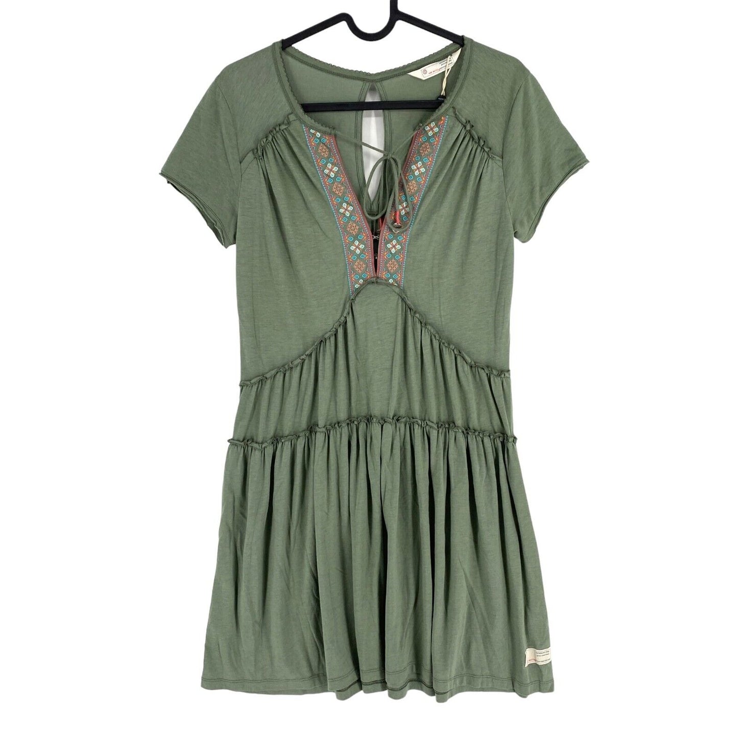 ODD MOLLY Women Green Love Chimes Short Sleeve Dress Size 0 / XS