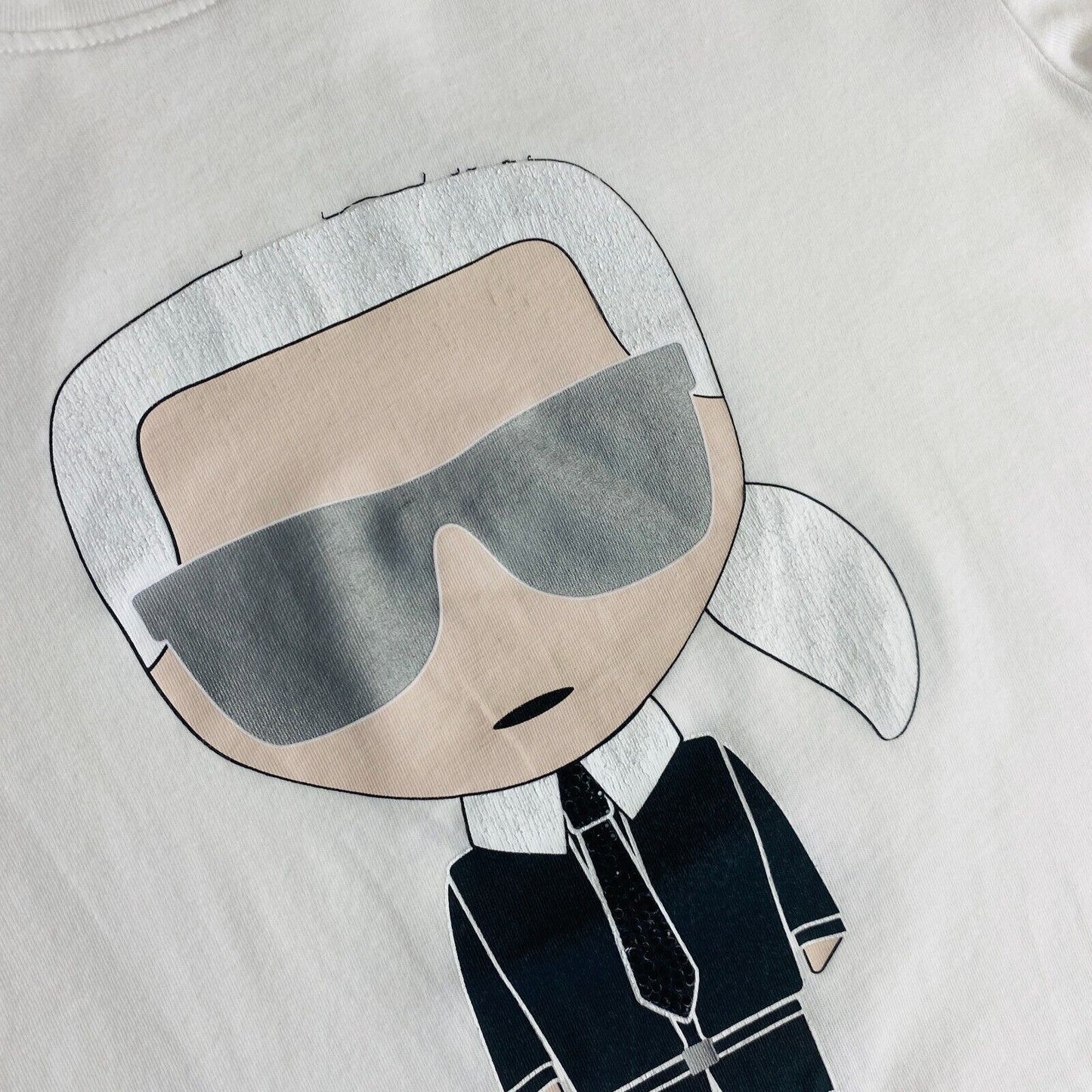 Karl Lagerfeld White Ikonik Karl Crew Neck T-Shirt Top Size XS