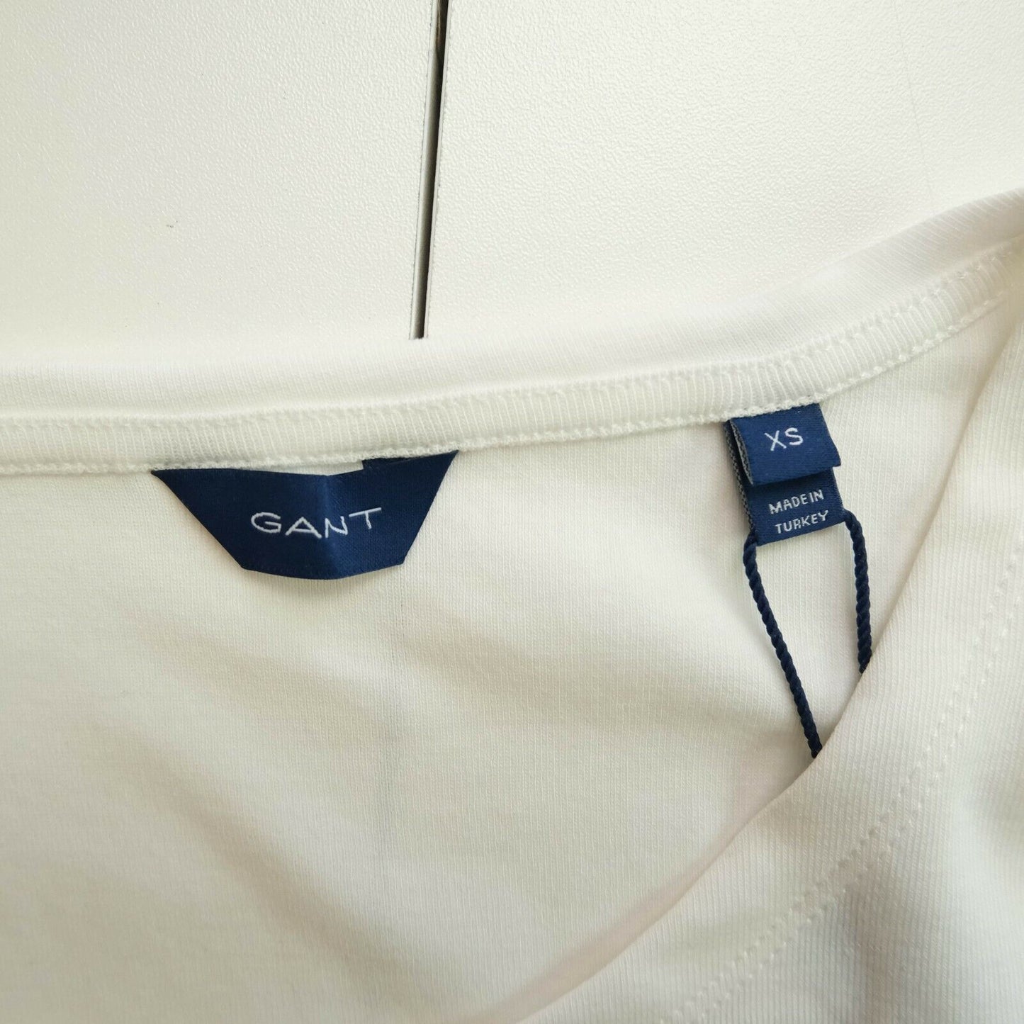 GANT T-Shirt mit Rundhalsausschnitt und langen Ärmeln, weiß, Größe XS