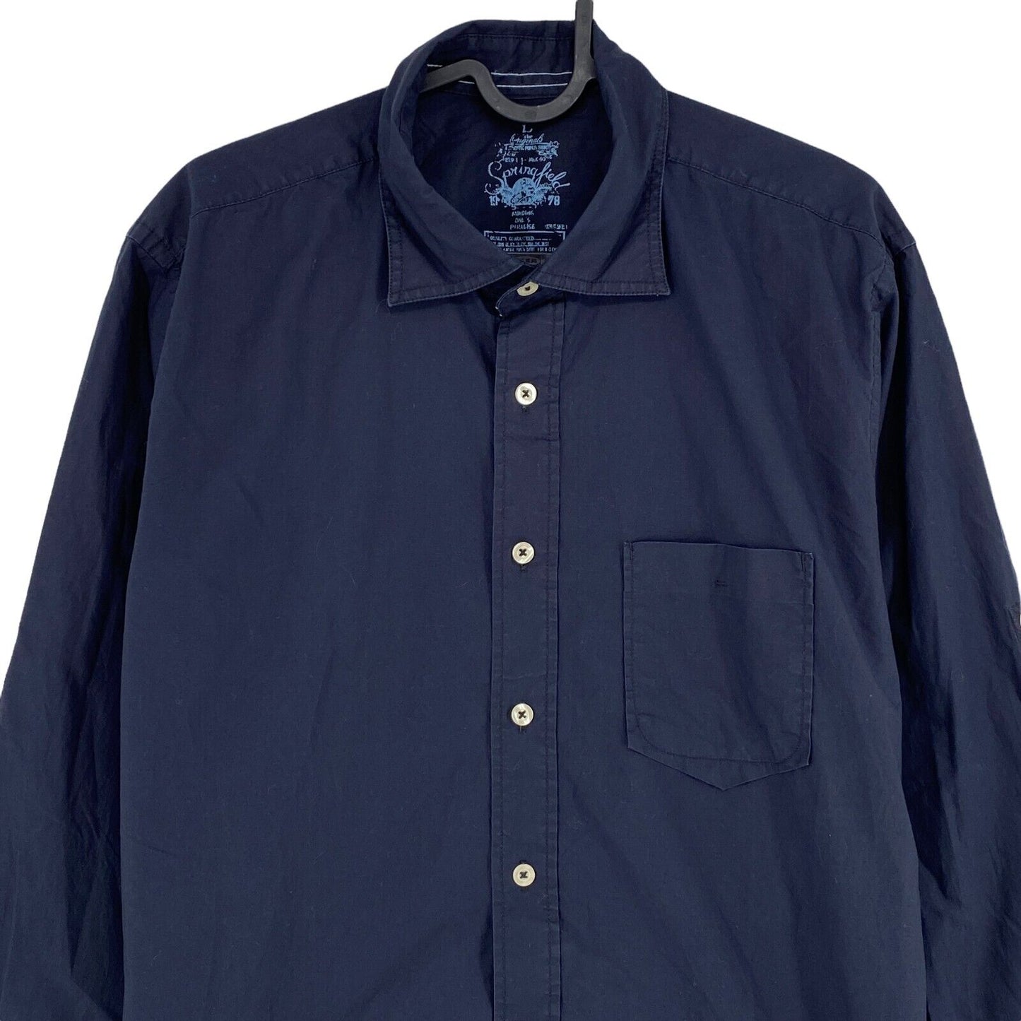 SPRINGFIELD Navy Blue 100% Cotton Button Shirt Size L