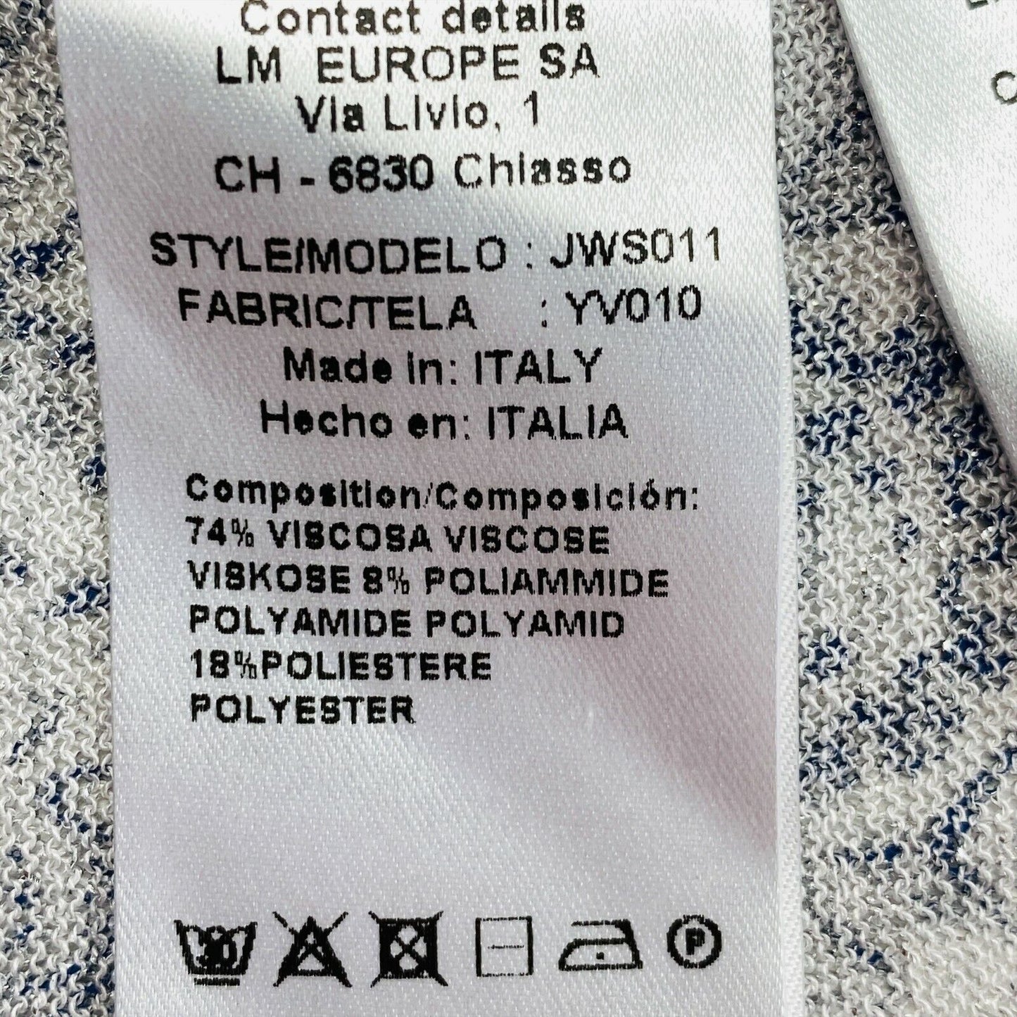 LA MARTINA Graue Bluse mit V-Ausschnitt und kurzen Ärmeln aus Lurex, Größe 1/ XS 2/ S