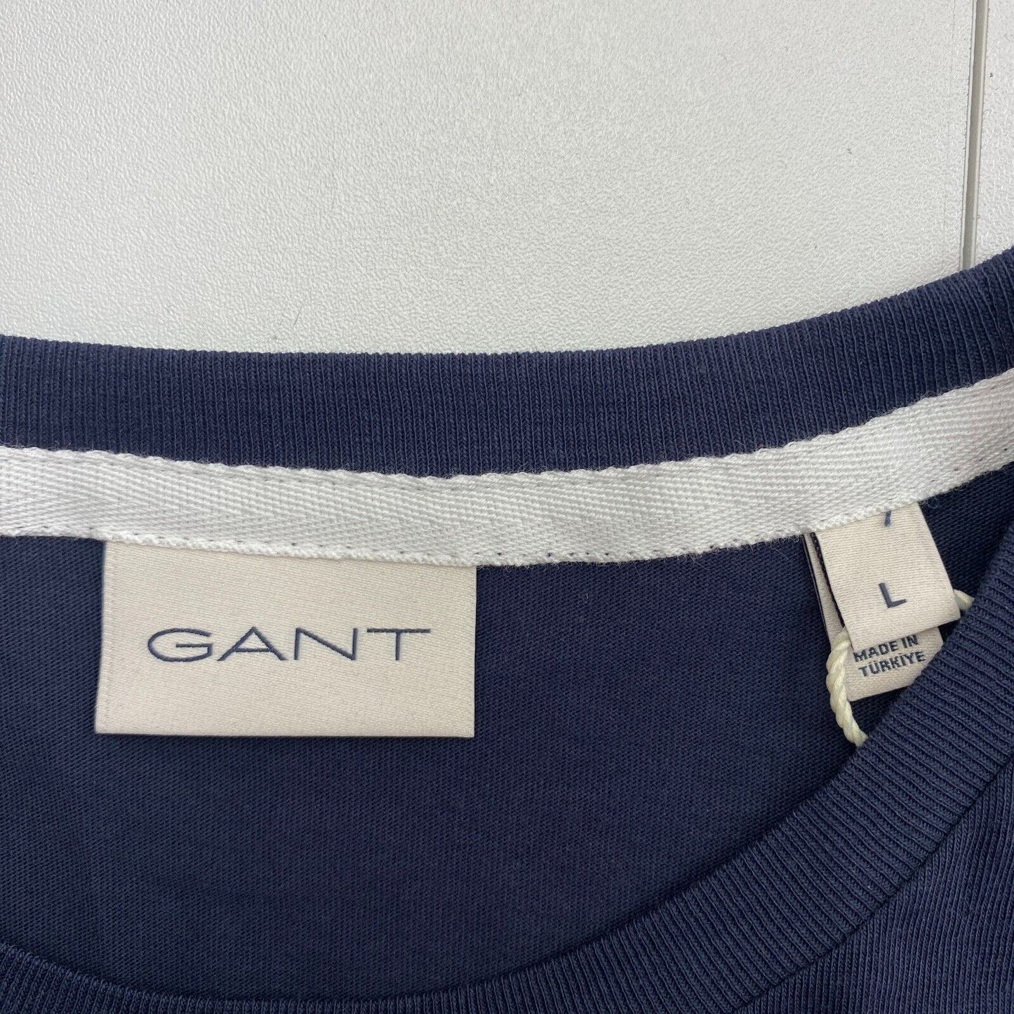 GANT Men Navy Blue Logo Crew Neck Short Sleeves T Shirt Size L