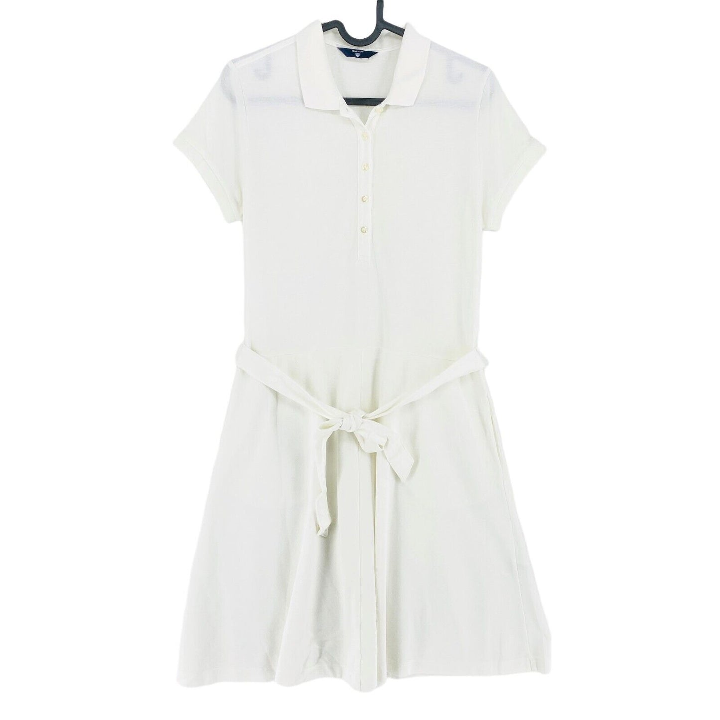 GANT White Short Sleeves Belted Flared Polo Shirt Dress Size S